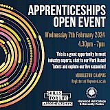 Hopwood Hall College apprenticeship open event on Wednesday 7 February