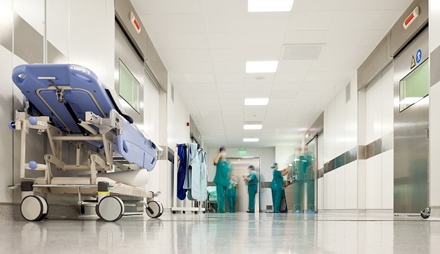 Hospital corridor, stock image