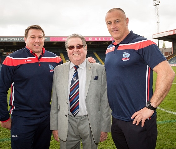 Chairman of Hornets Peter Rush with the new coaching team David Larder and Matt Calland