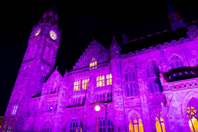 The festival opens in eye-catching style with a bold and colourful light show set to music at Rochdale Town Hall to mark its re-opening, Rochdale Borough Festival of Ideas